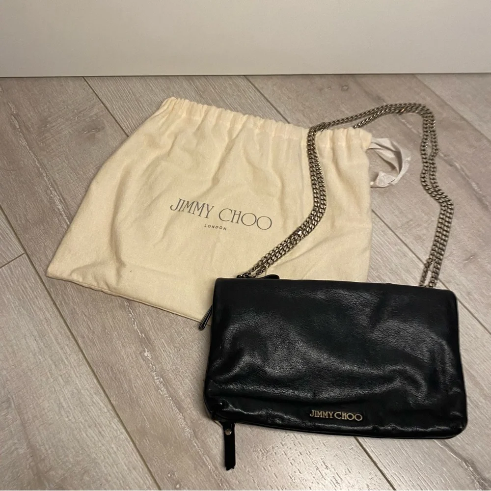 Jimmy Choo Black Leather Wristlet with Chain - Picture 10 of 11